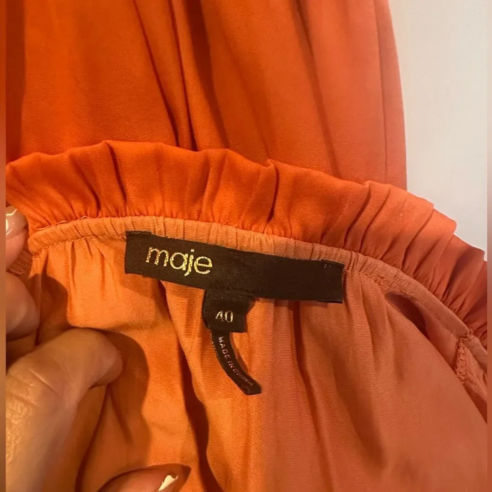 Maje Maxi Mock Neck Orange Dress-Size 40 large - Picture 4 of 5